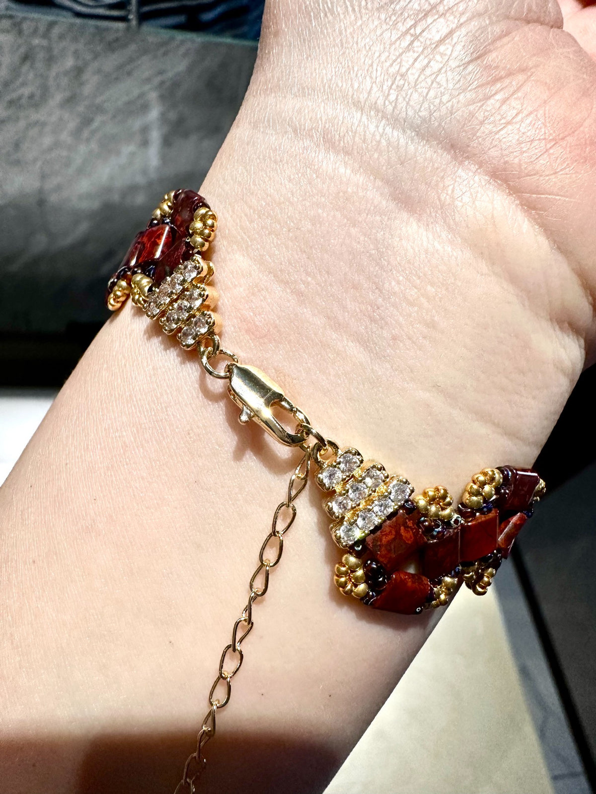 Handcrafted Red Stone Beaded Bracelet