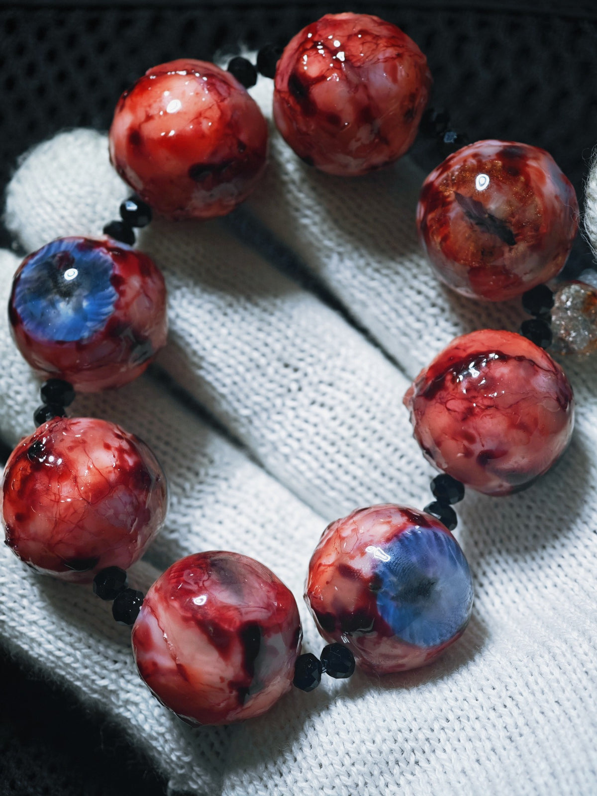 Cthulhu Crimson Texture Handmade Beaded Bracelet