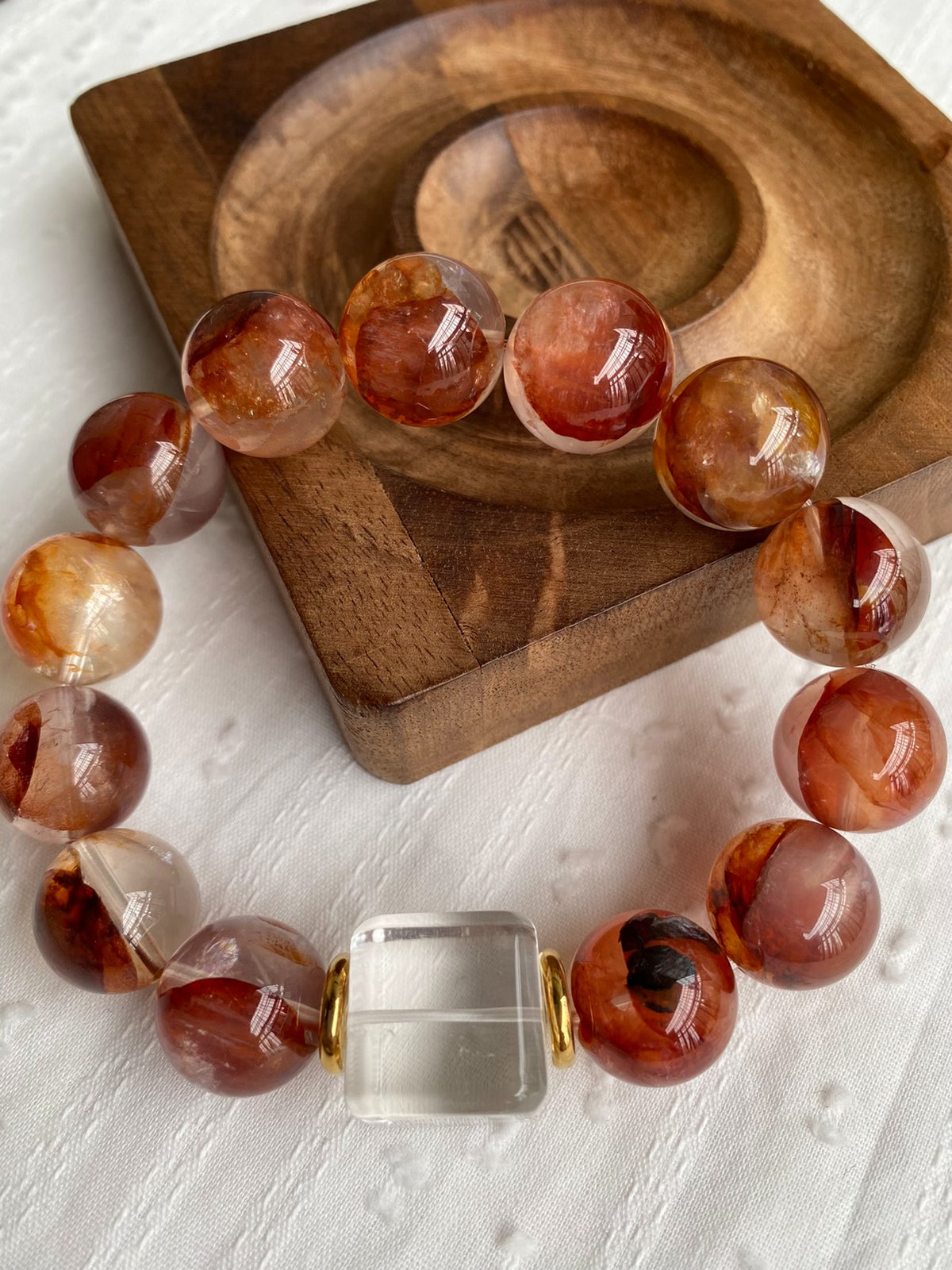 Phantom Quartz Bracelet with Clear Cube