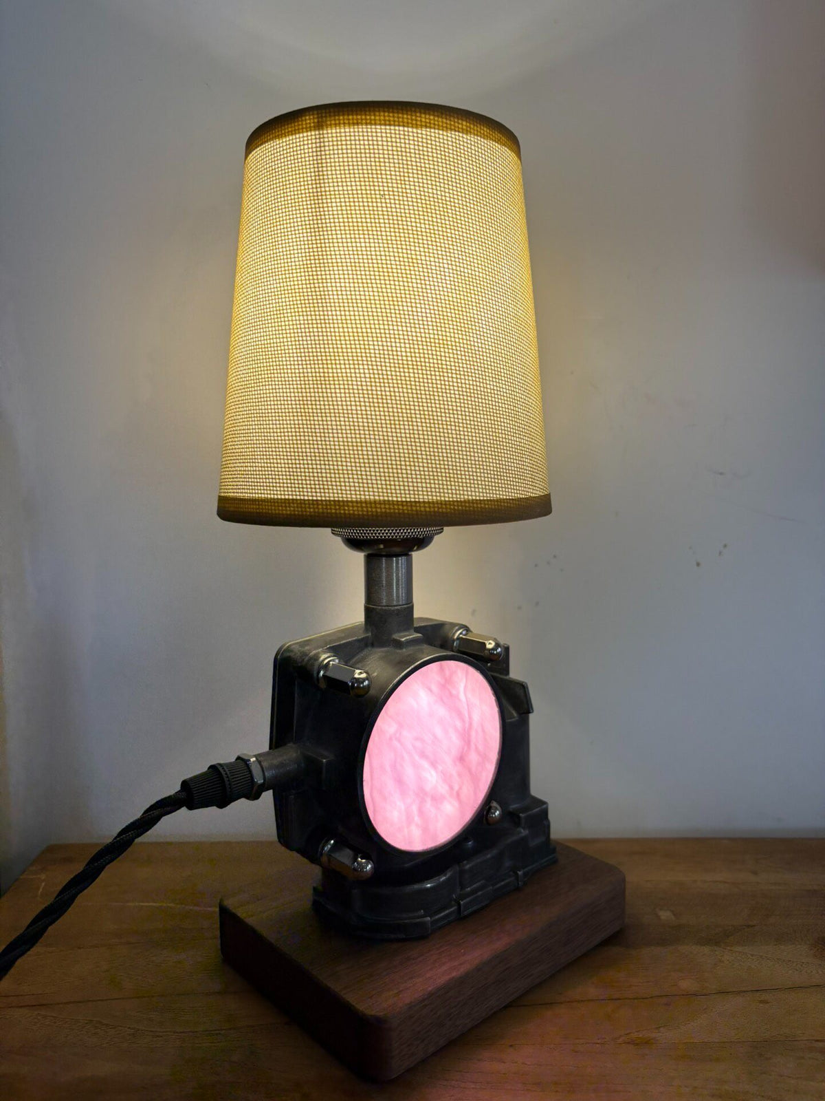 Industrial Mechanical Table Lamp Pink Glow
