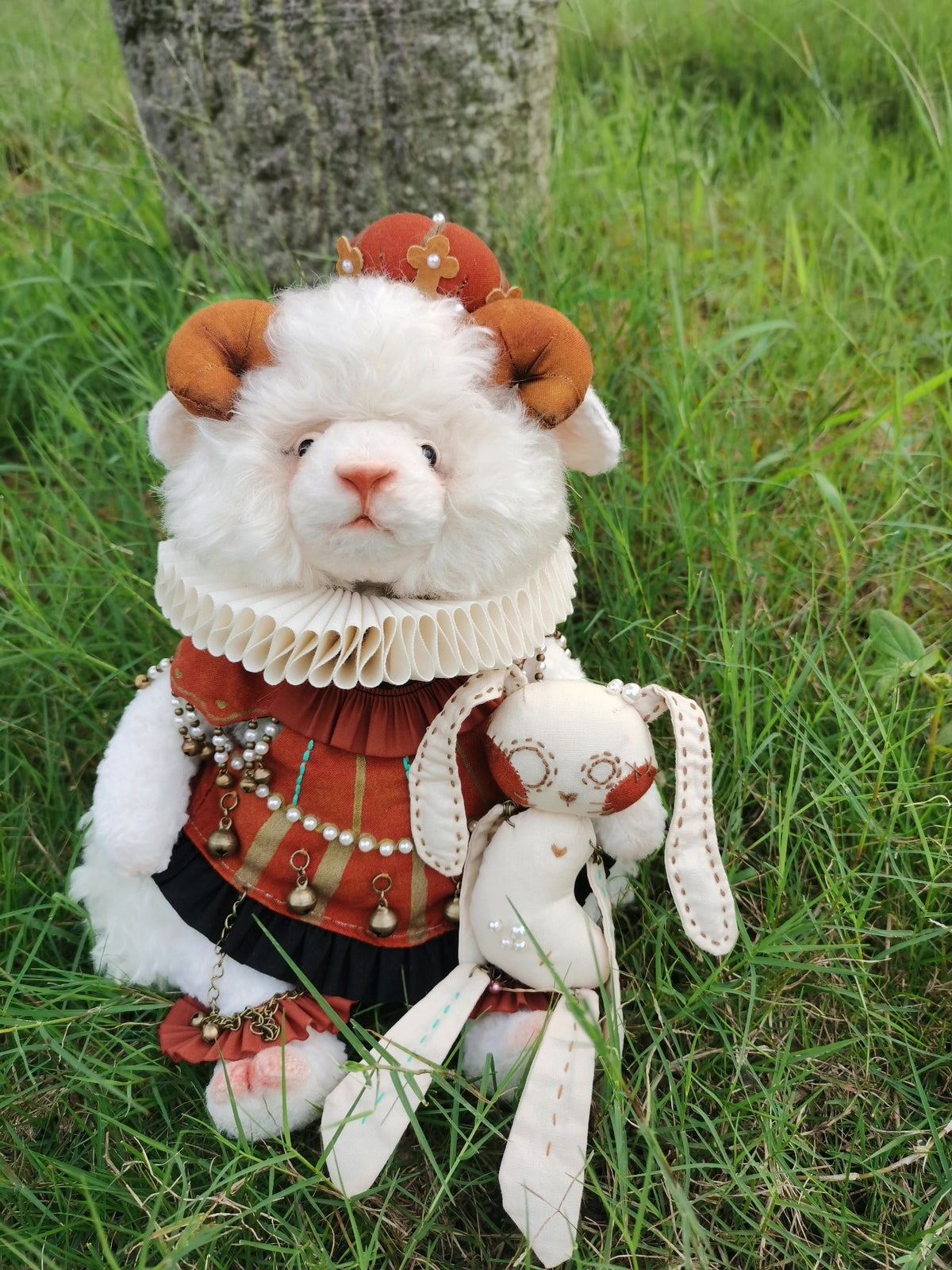Articulated Sheep Doll with Curly Fur