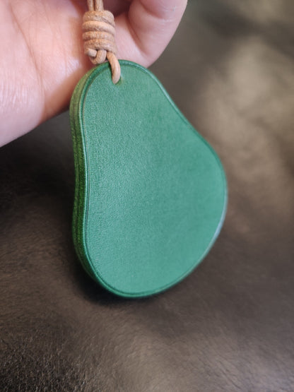 Handcrafted Vegetable-Tanned Leather Avocado Keychain with Layered Design