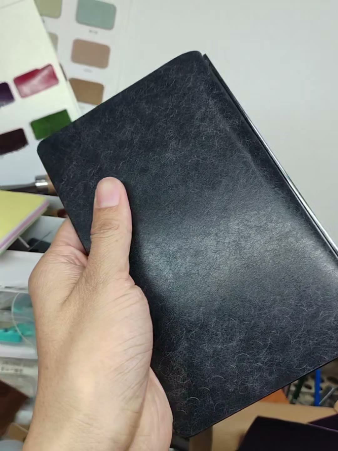Black Cracked Leather A6 Ring Binder Journal Cover