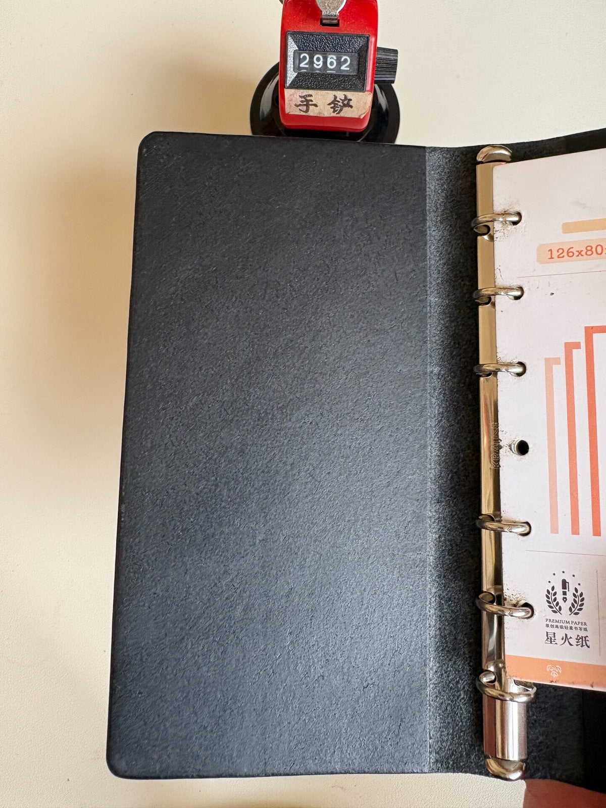 Black Buttero Leather 6 Ring Binder