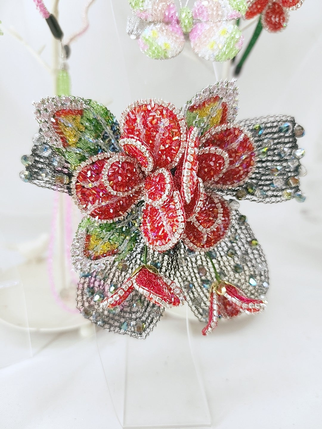 Rose Rhinestone Hair Clip Headband