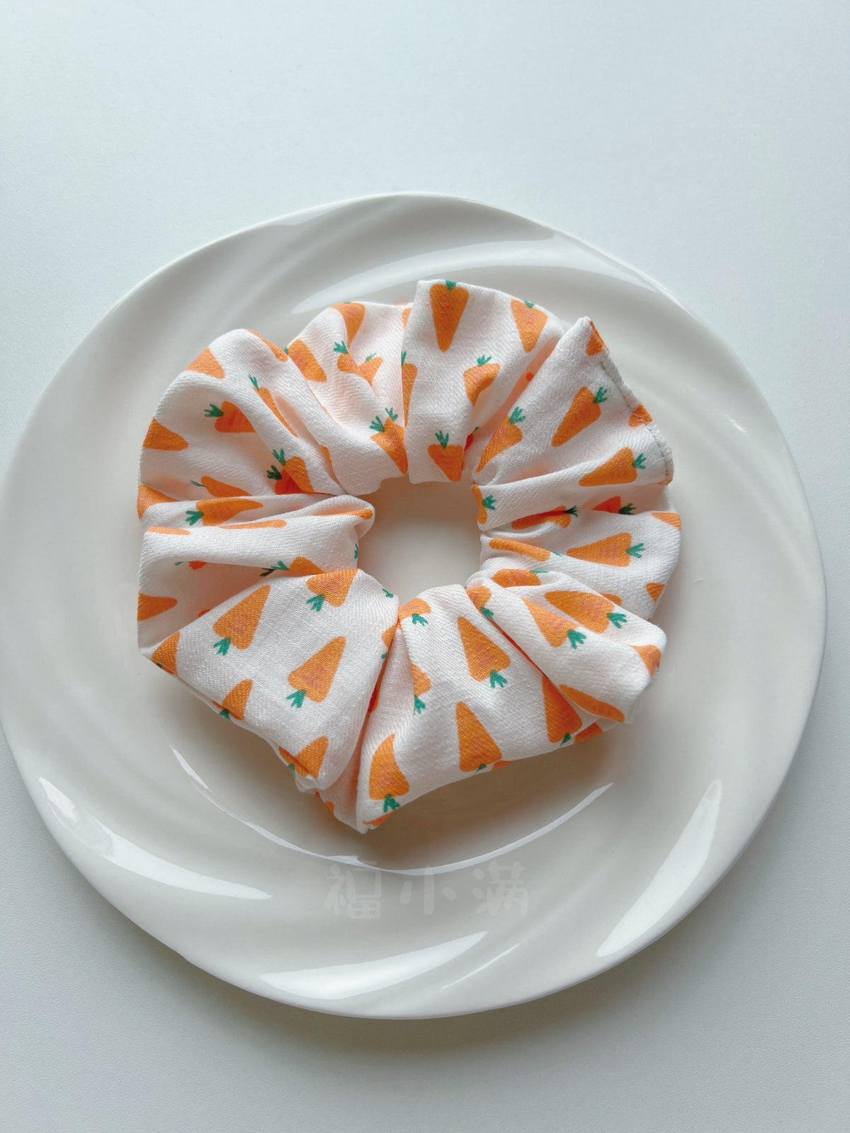 Carrot Print Cotton Hair Scrunchie