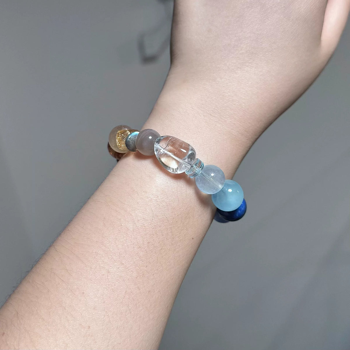 Aquamarin-Blautazaz-Kyanit Kristallarmband