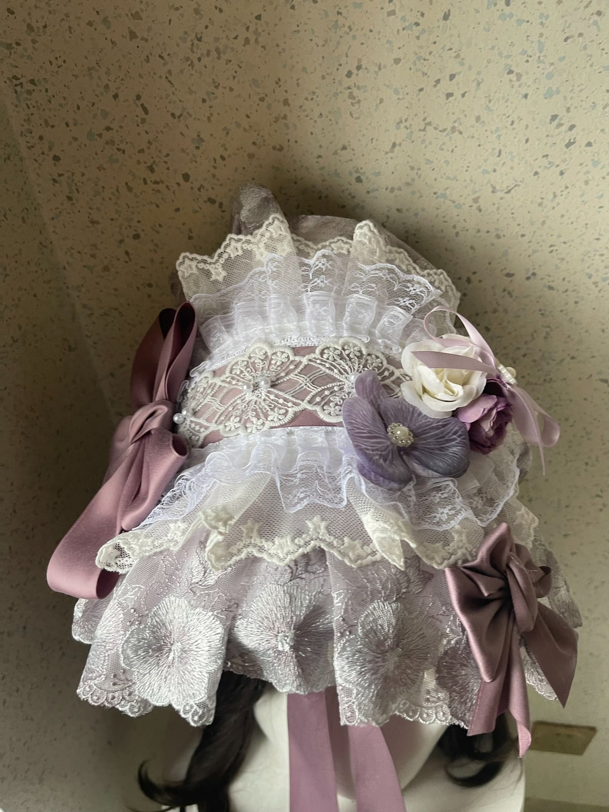 Lolita Bonnet Handmade Purple Lace