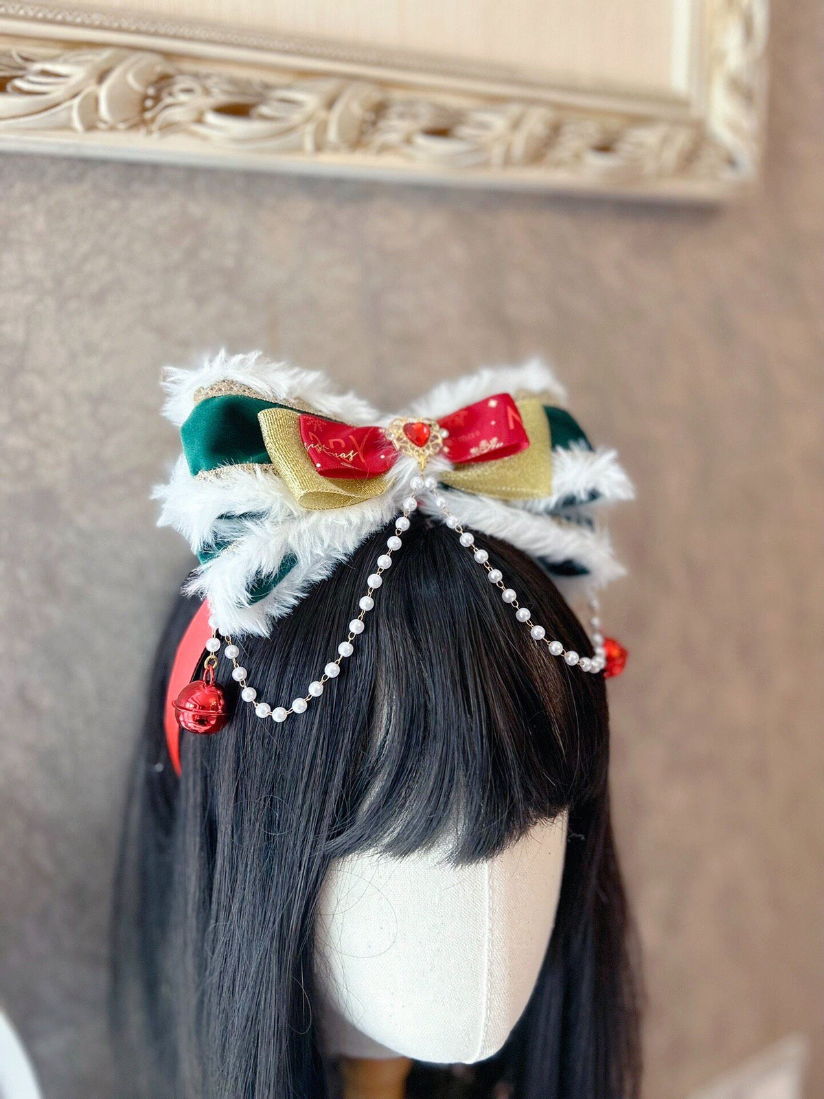 Christmas Bow Headband with Anti-Slip Teeth