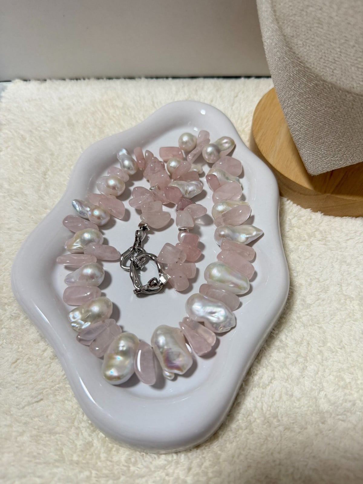 Freshwater Baroque Pearl Rose Quartz Necklace