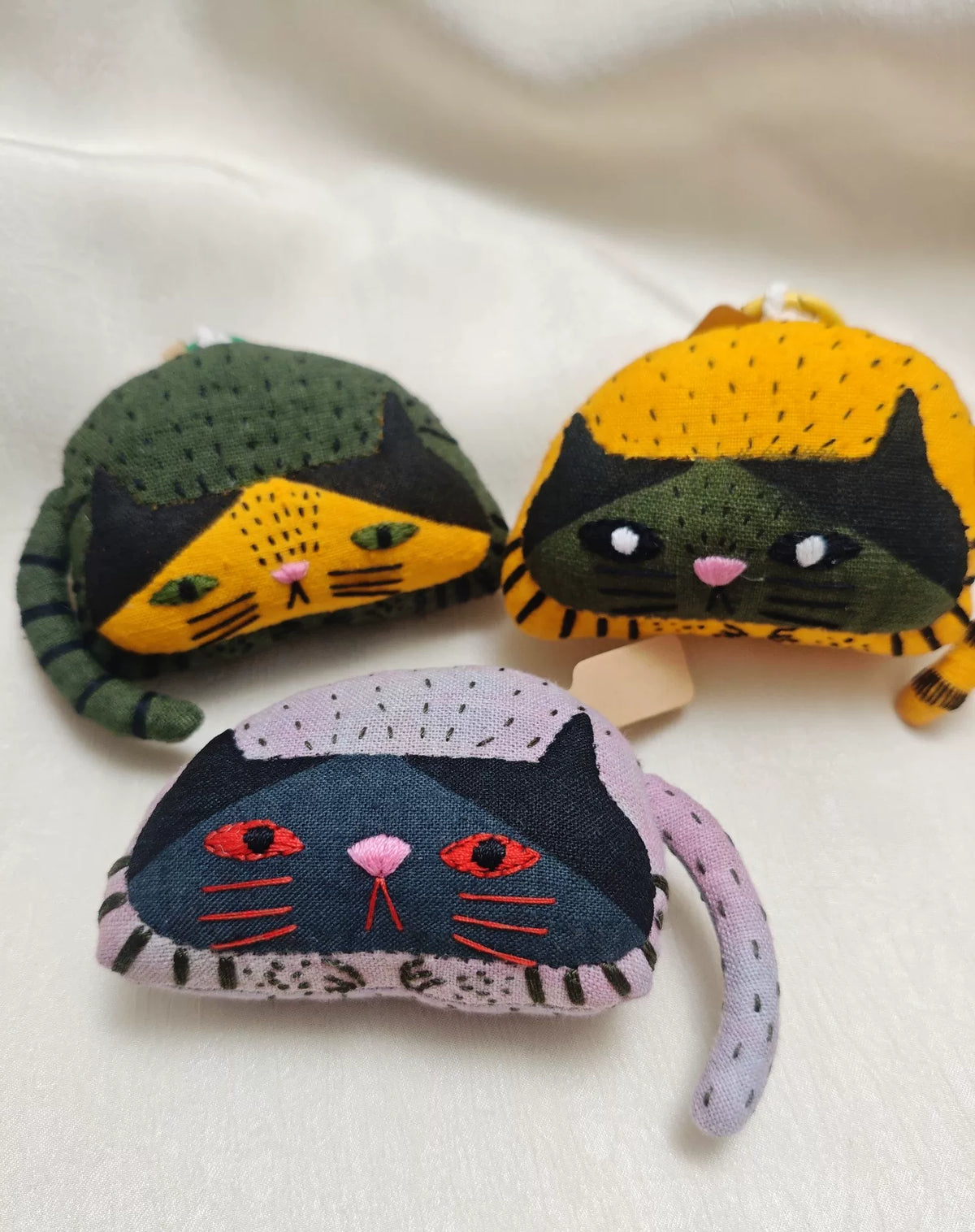 Handmade Cotton Cat Plush Keychain