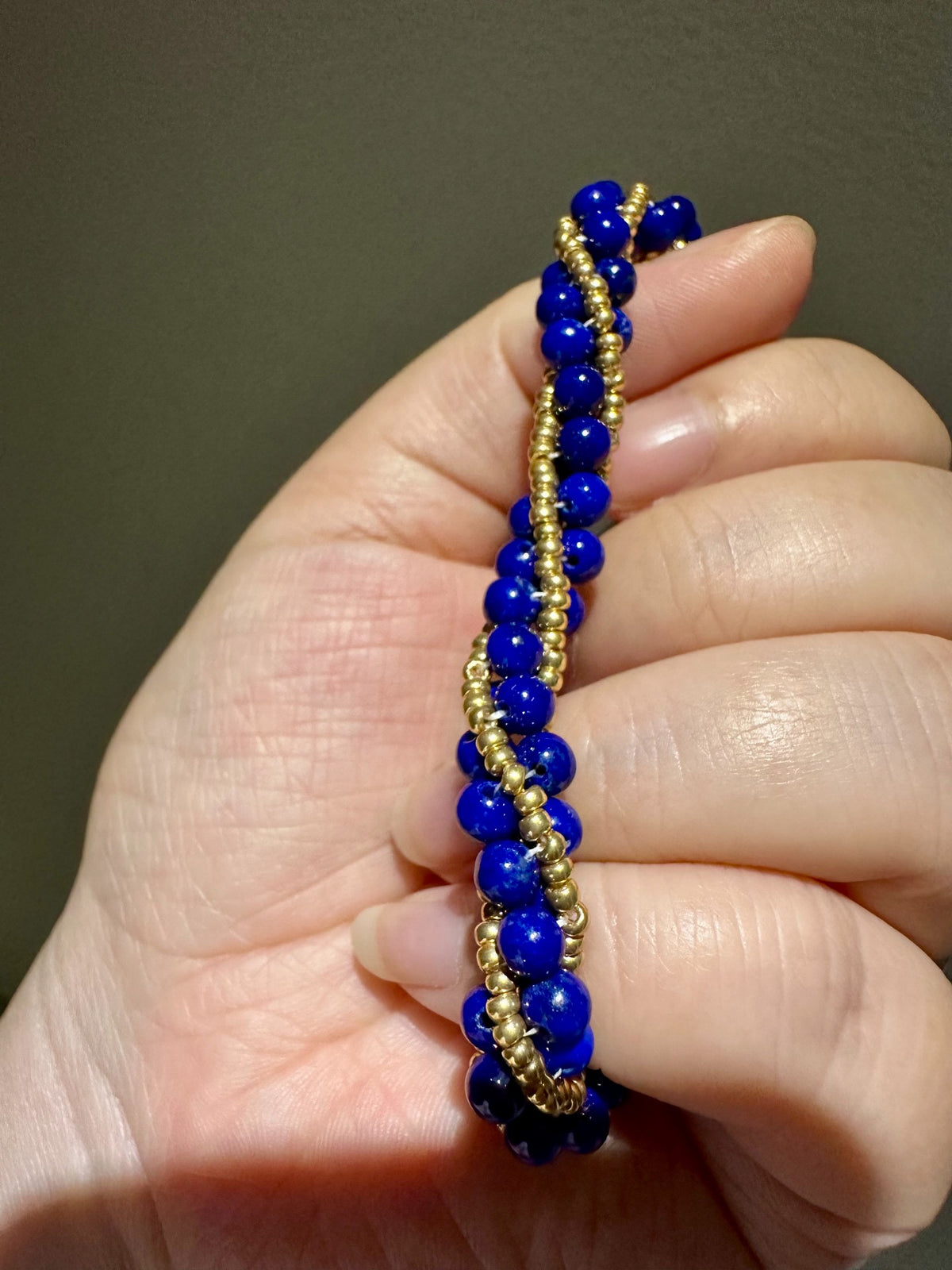 Lapis Lazuli Spiral Seed Bead Bracelet