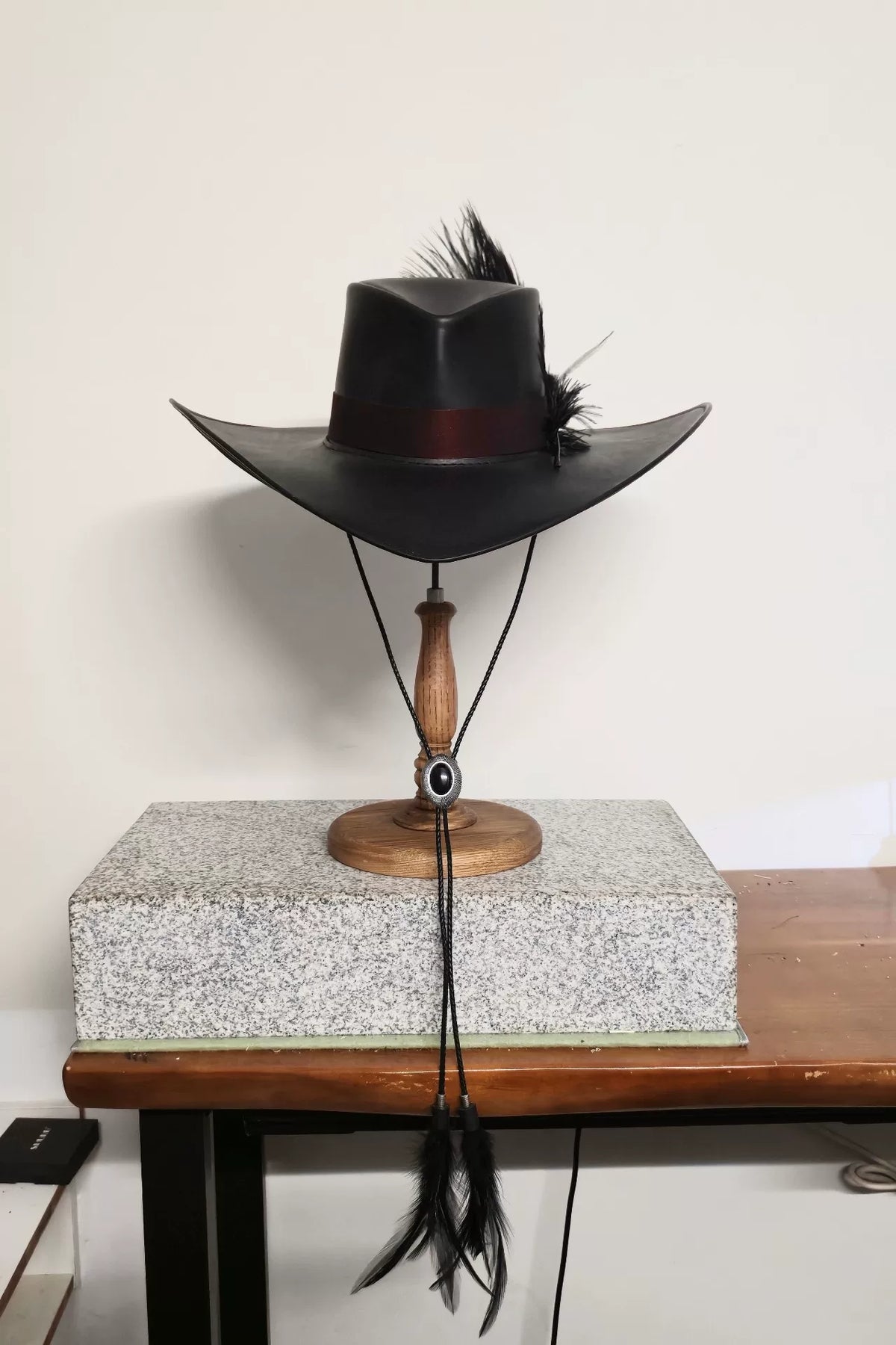 Handmade Black Western Hat with Ostrich Feathers