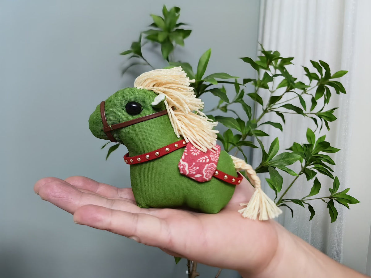 Handmade Green Fabric Horse Ornament