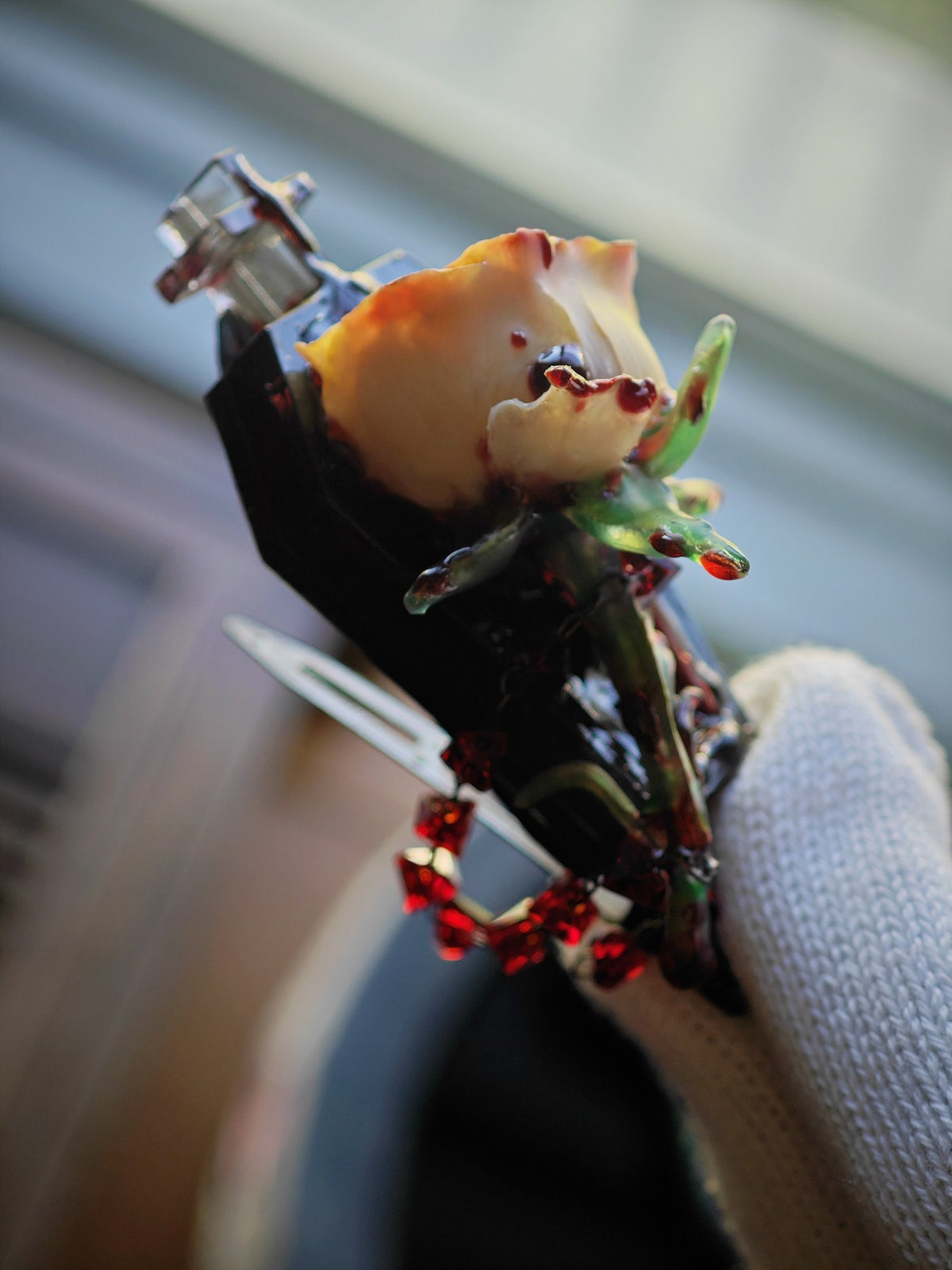 Clay Rose Hair Clip Coffin Design