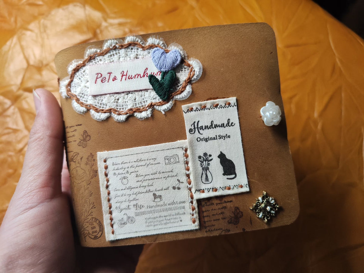 Vintage Leather Journal Handmade Collage