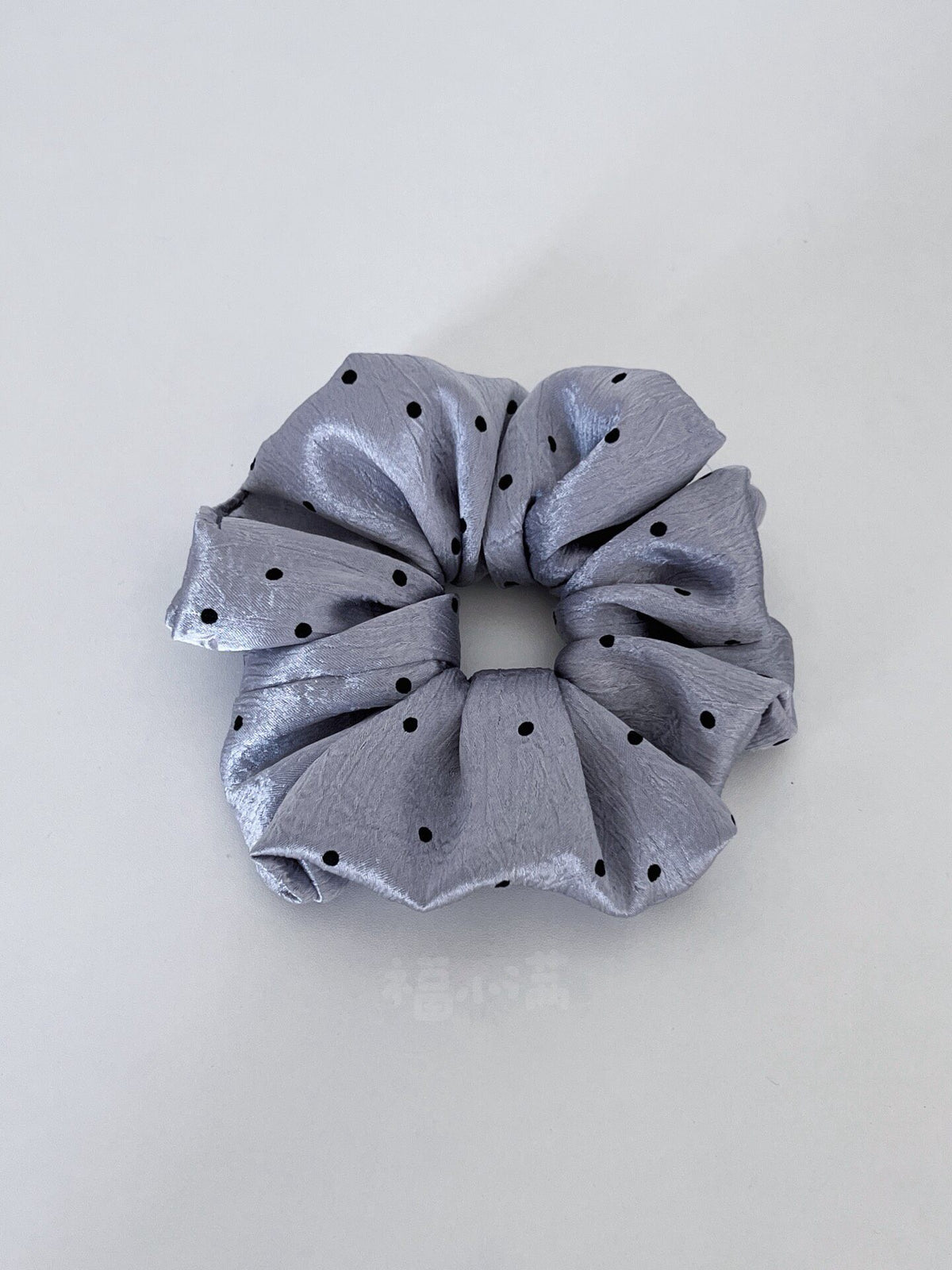 Ruffled Satin Polka Dot Scrunchie