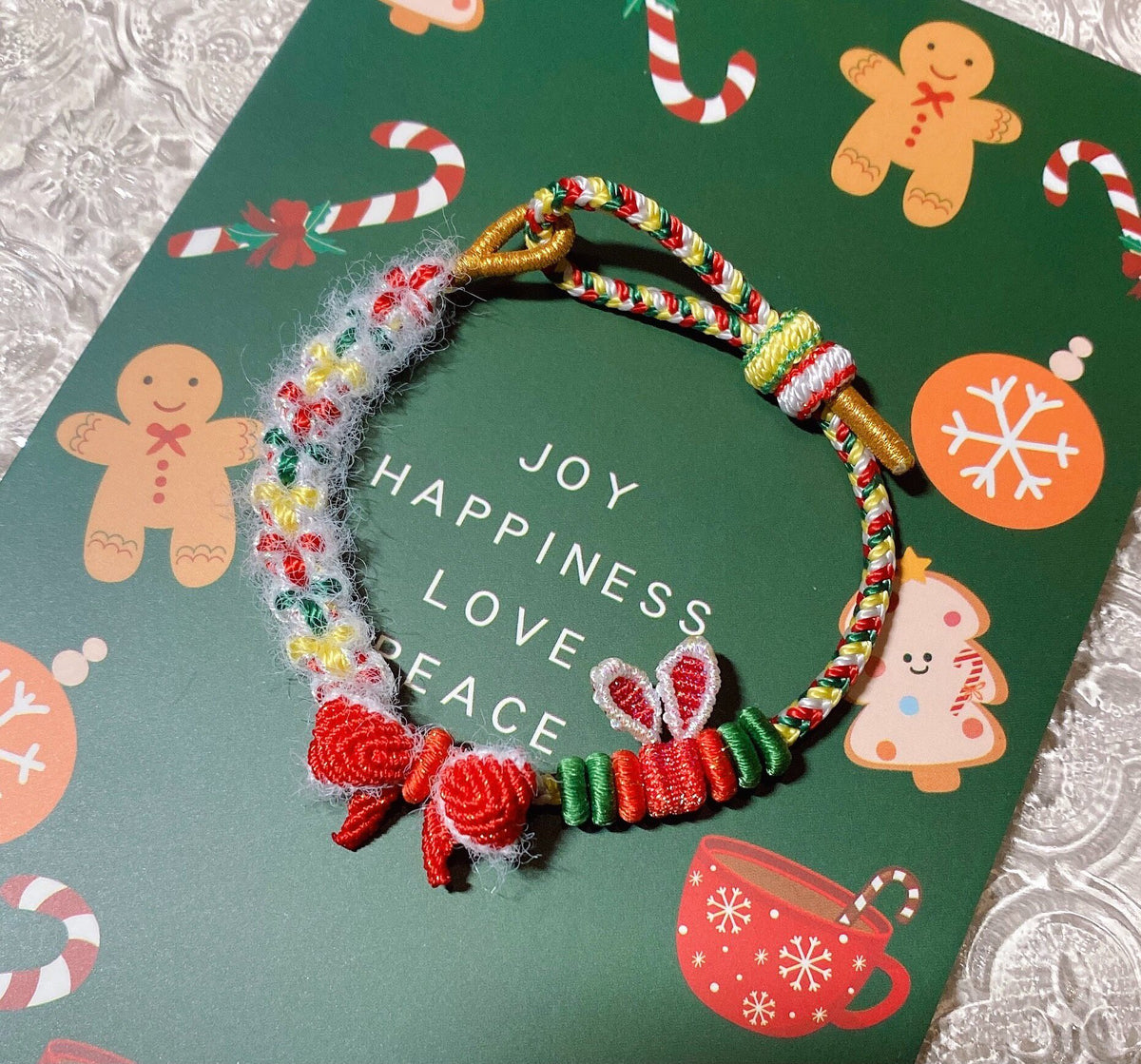 Christmas Bow Woven Bracelet