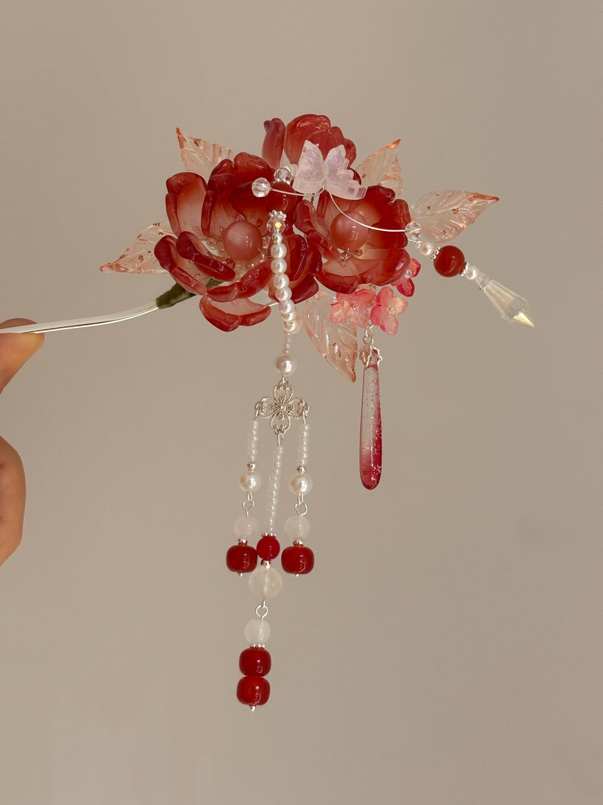 Red Liuli Tassel Buyao Hairpin