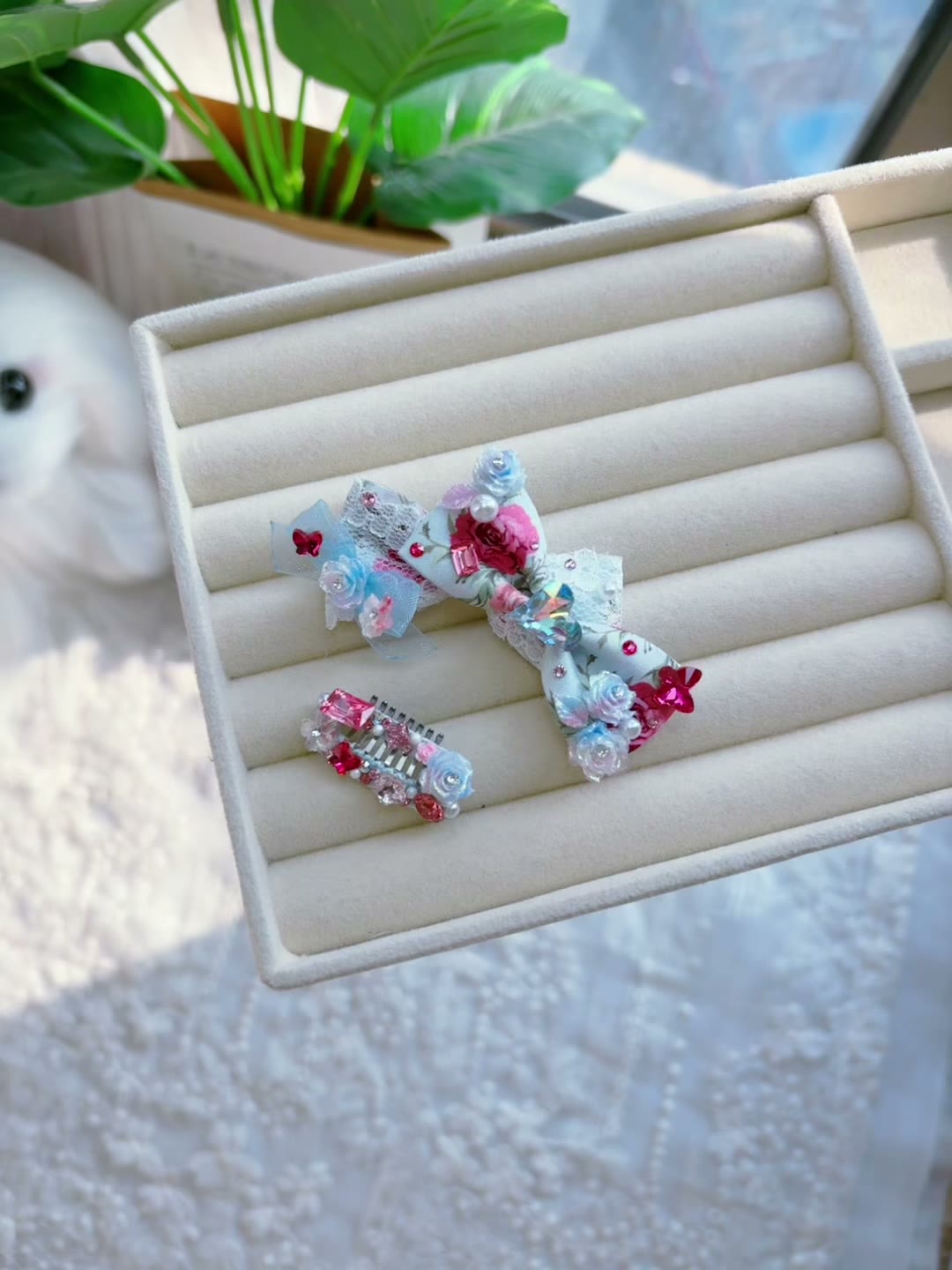Accesorio para Mascotas con Lazo de Mariposa Hecho a Mano Azul