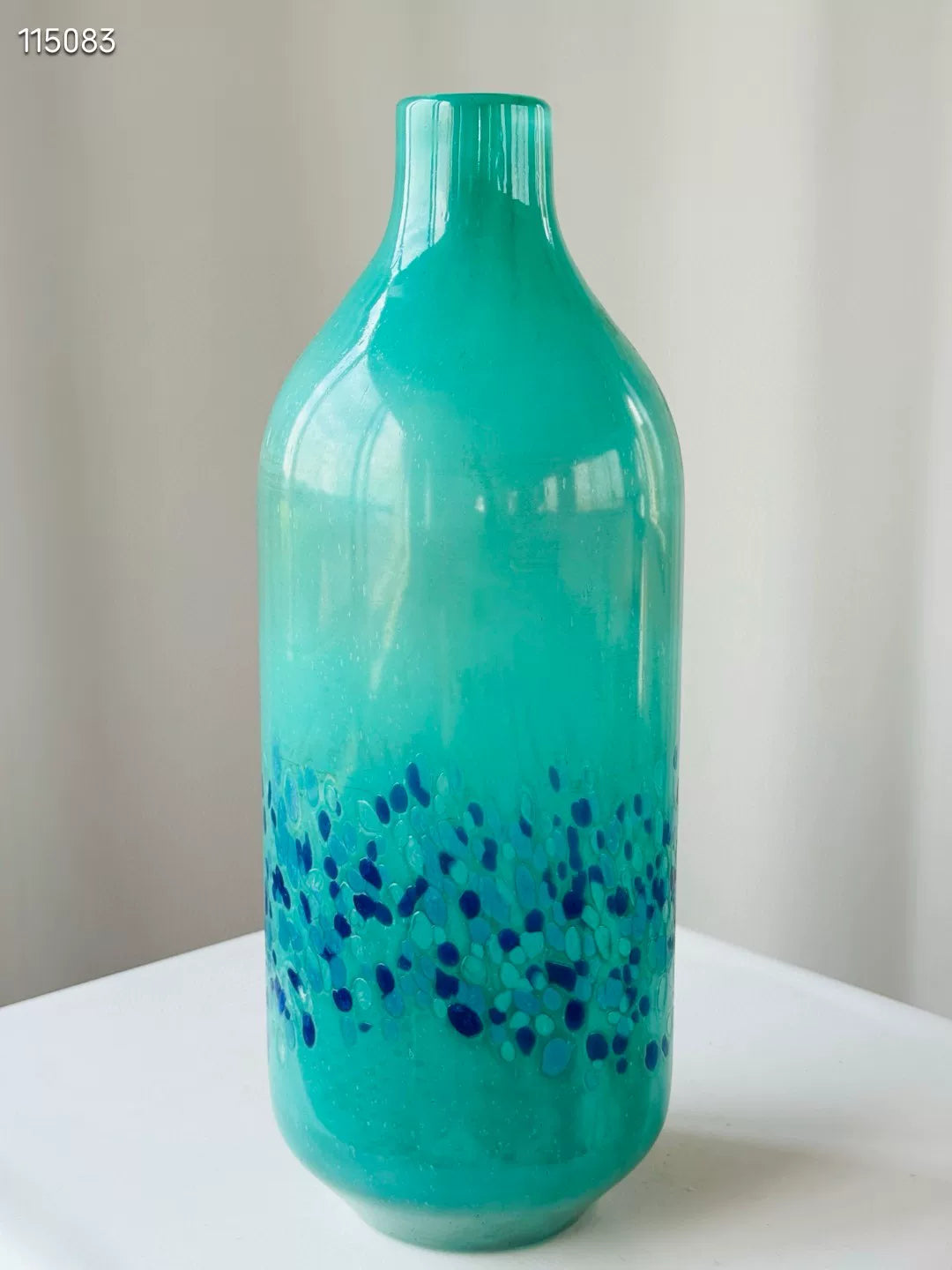 Handmade Teal Liuli Glass Vase 38cm