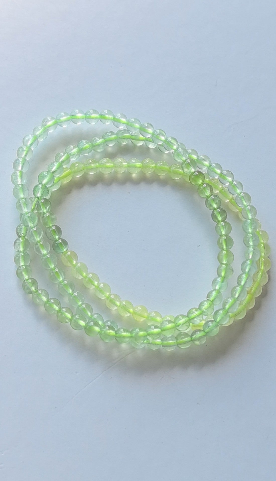 Natural Prehnite Tri Color Multi Loop Bracelet