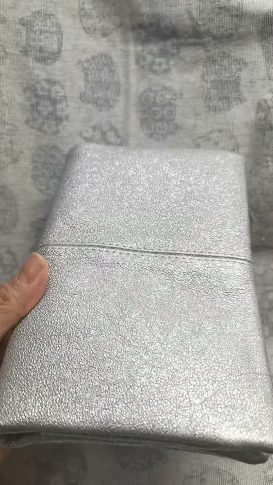 Sheepskin Leather A6 Binder Cover Silver