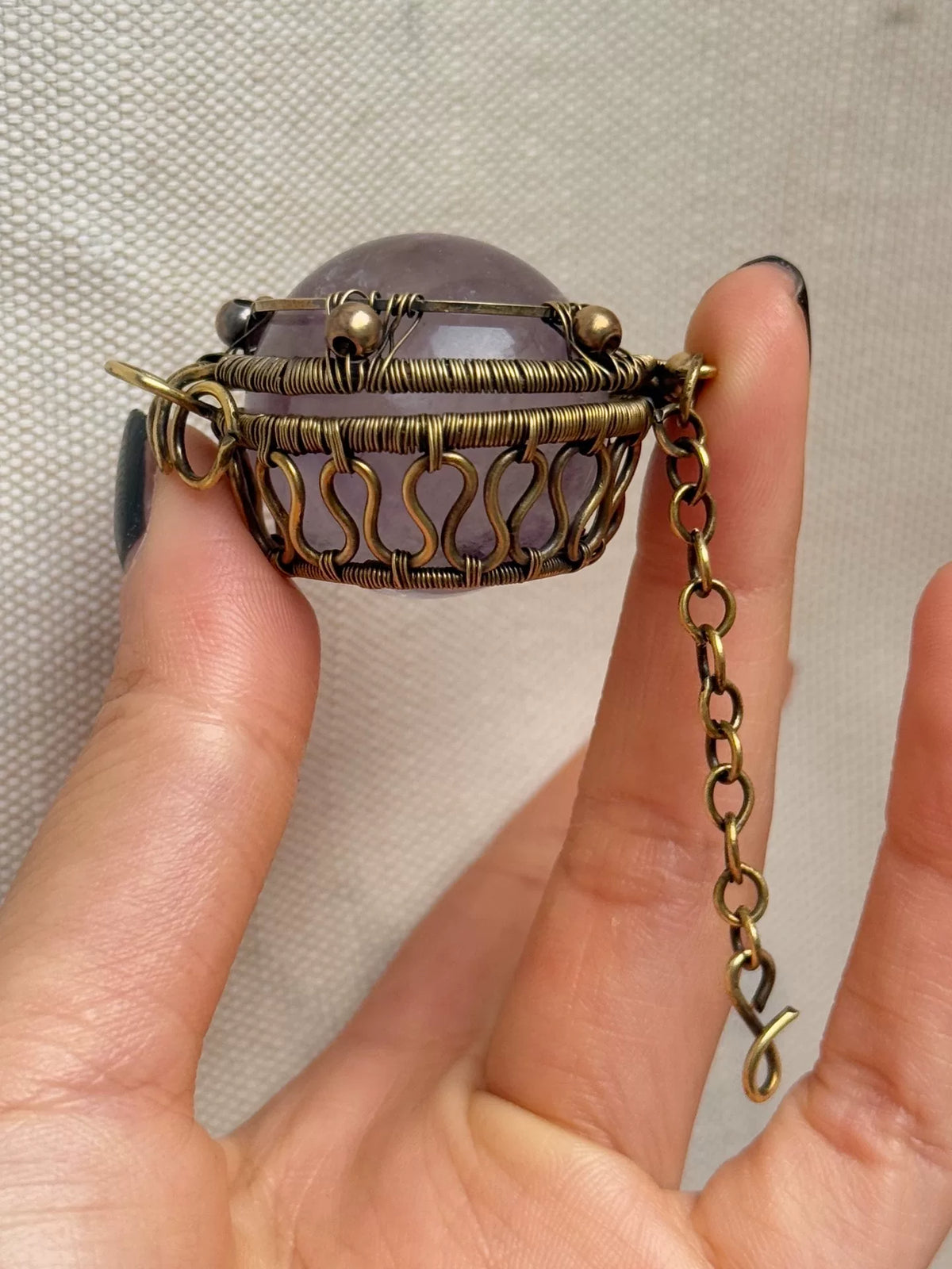 Wire Wrapped Brass Cage Pendant for Bead