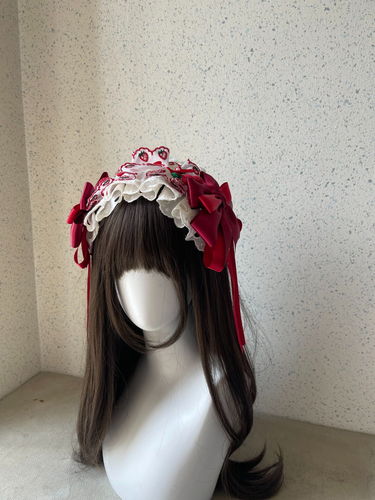 Handmade Lolita Headband Red Strawberry Lace