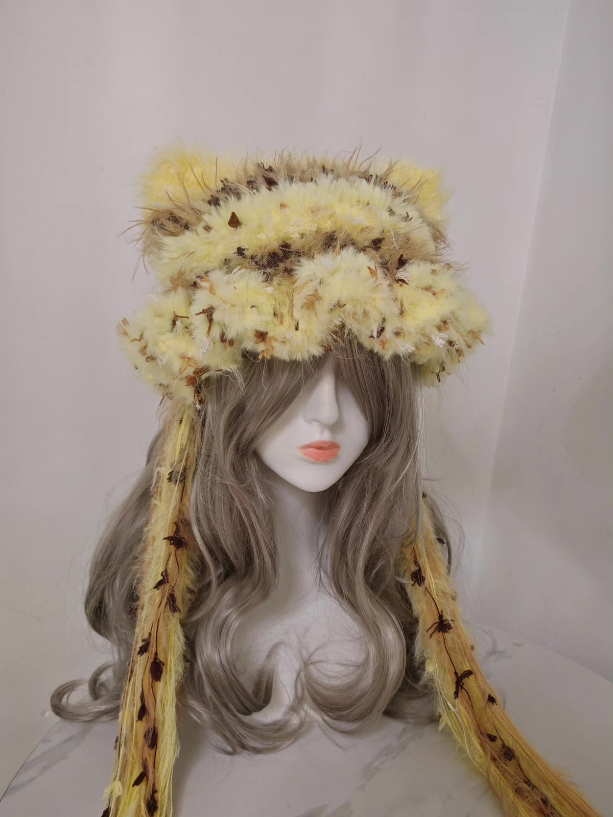 Cat Ear Hat Cream Yellow Brown