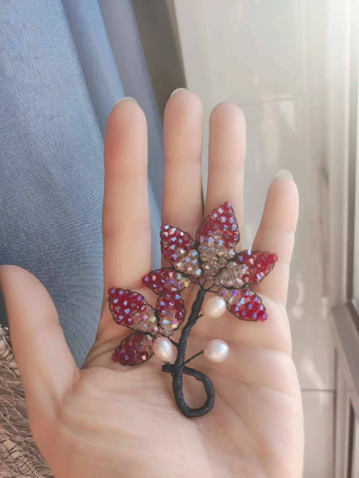 Maple Leaf Beaded Pearl Headband Hair Accessory