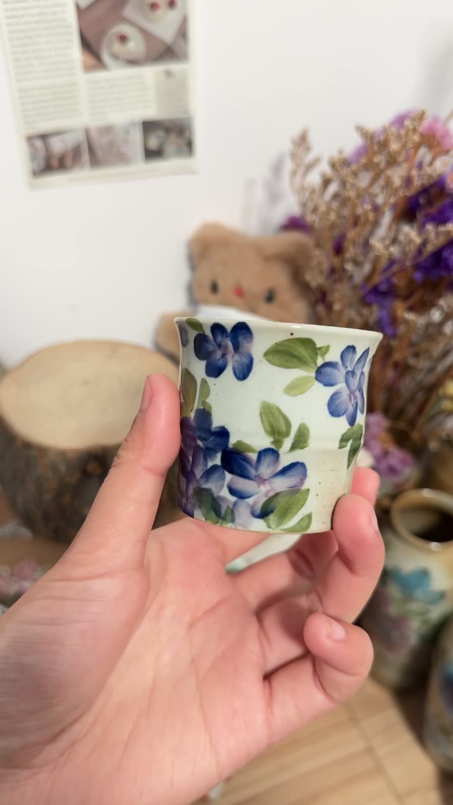 Handmade Panda Flower Ceramic Tea Cup 70cc
