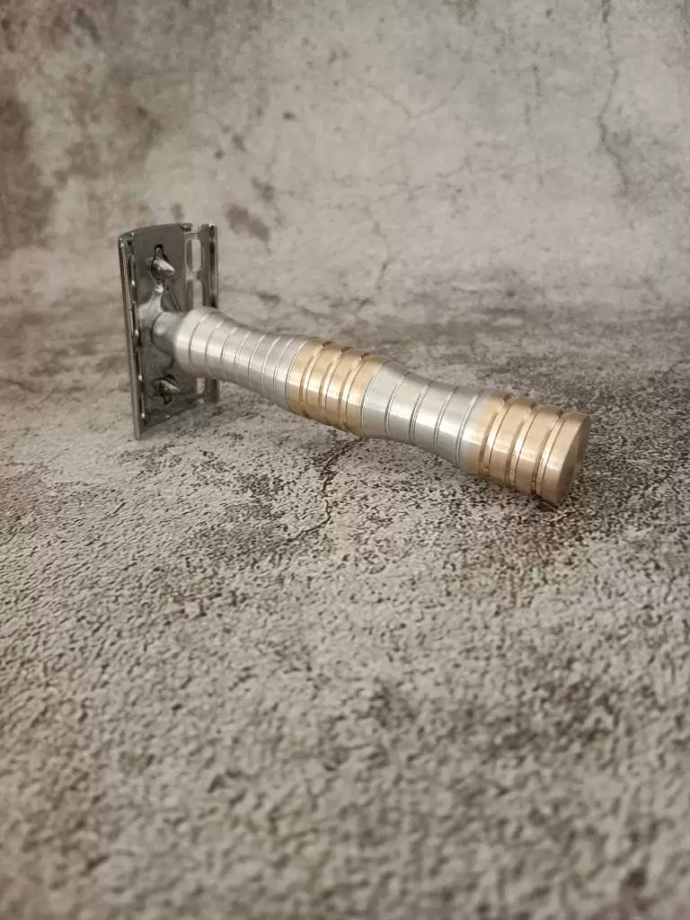 Brushed Aluminum Brass Safety Razor Handle
