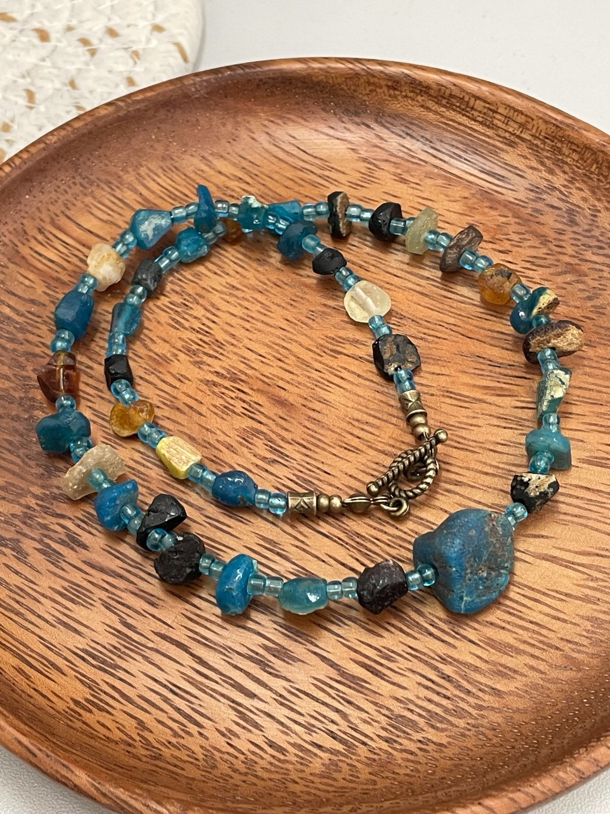 Ancient Roman Blue Glass Bead Necklace
