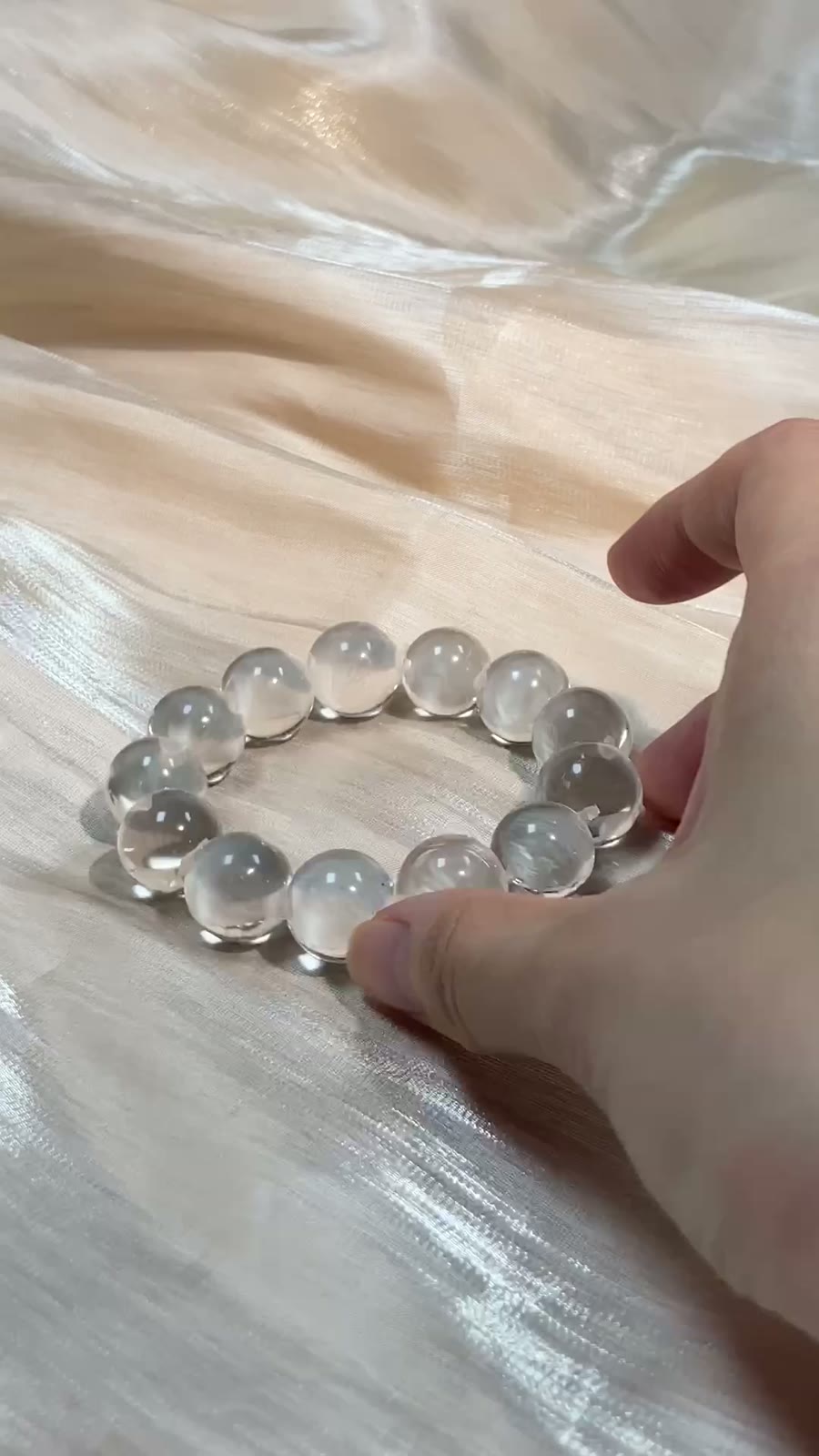 Natural White Quartz Beaded Bracelet 15mm