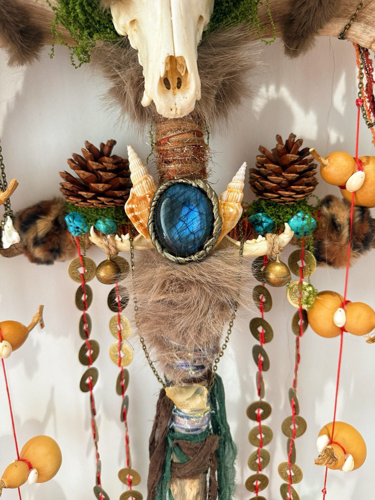 Shamanic Staff with Crystal Skull Horns