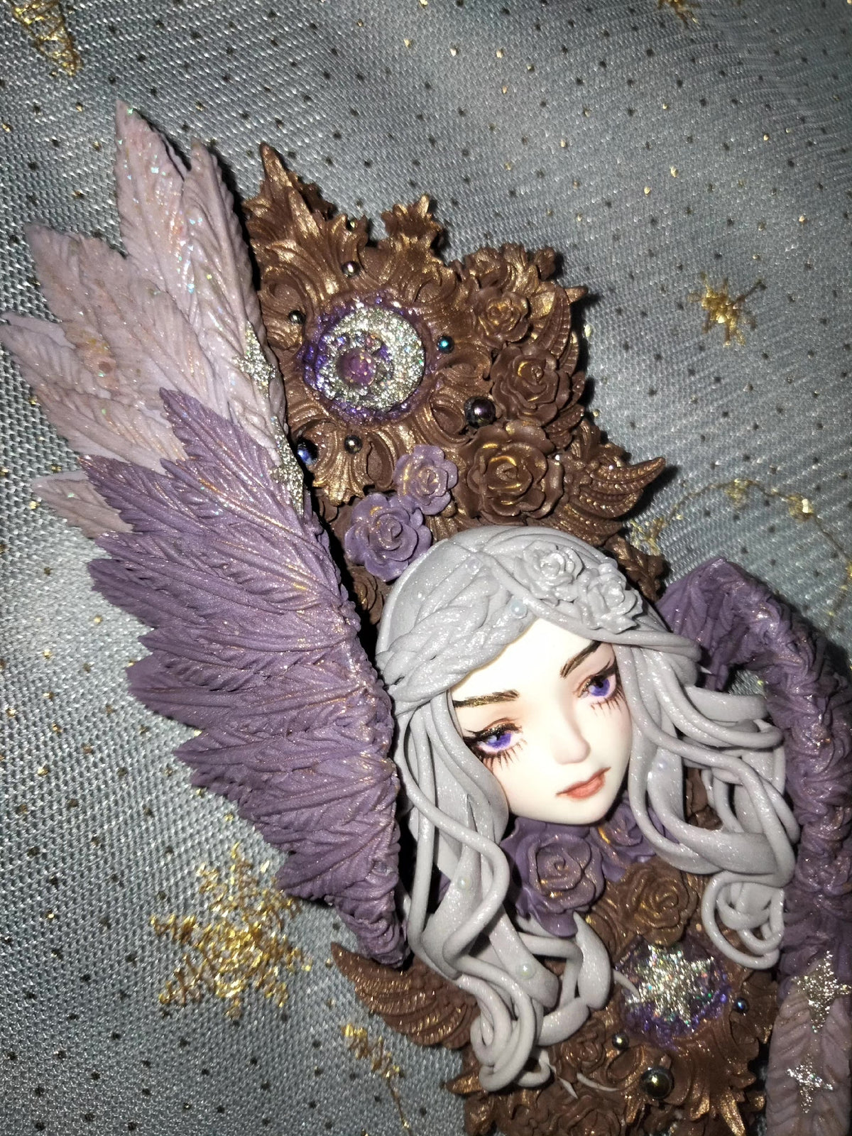 Clay Doll Head Fridge Magnet with Wings