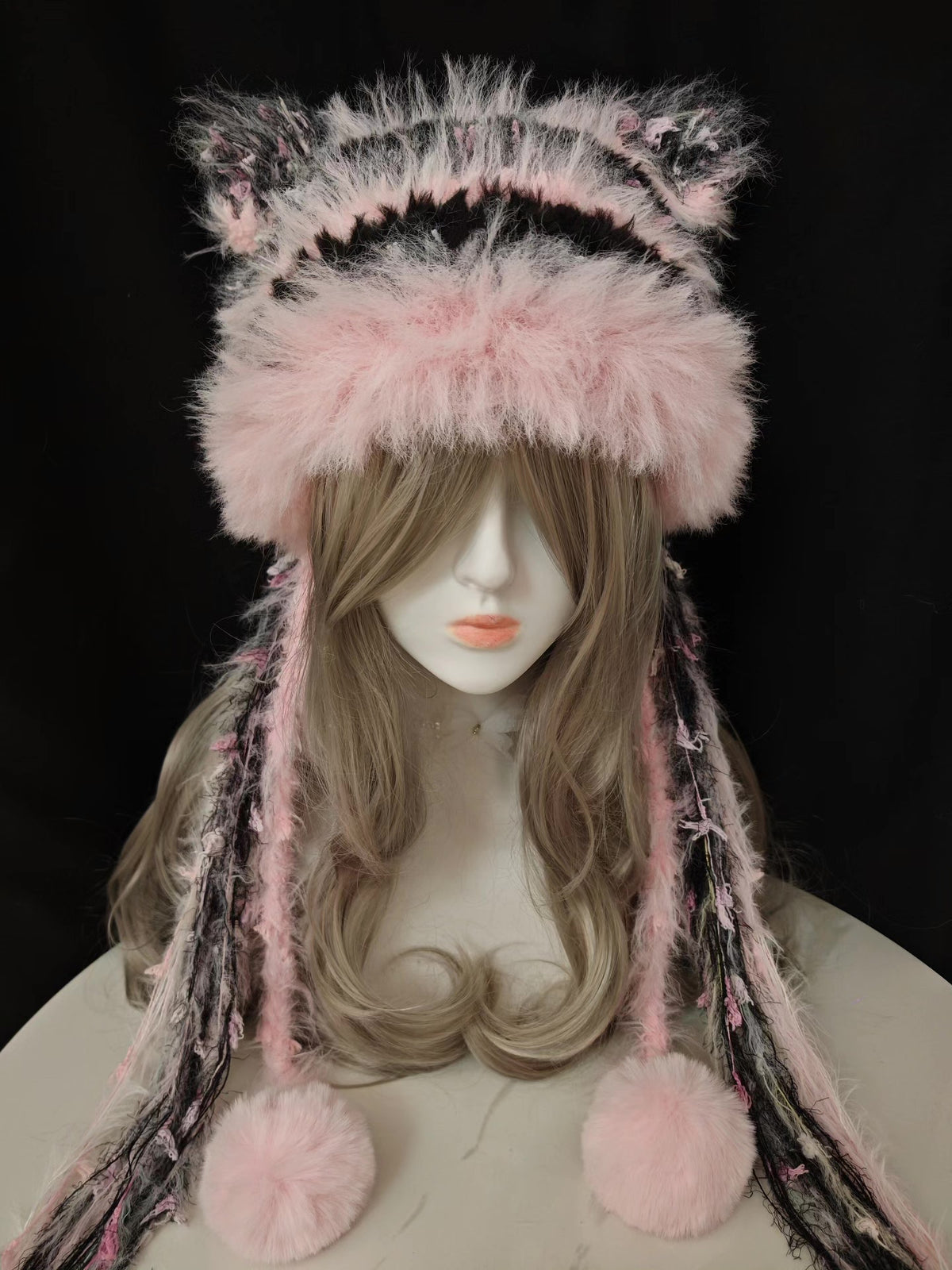 Plush Cat Ear Hat with Tassels