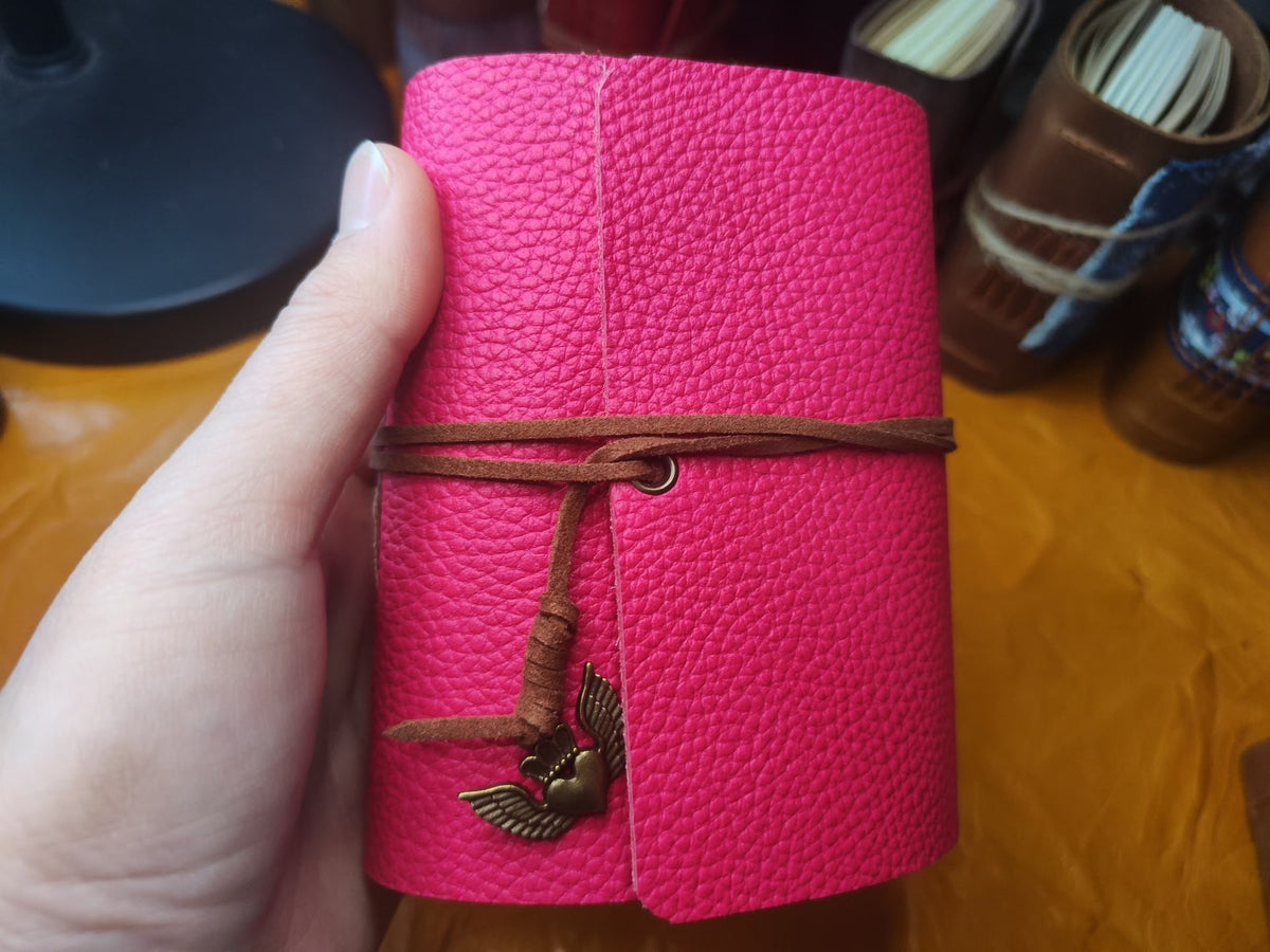 Pink Leather Journal with Mixed Paper Pages
