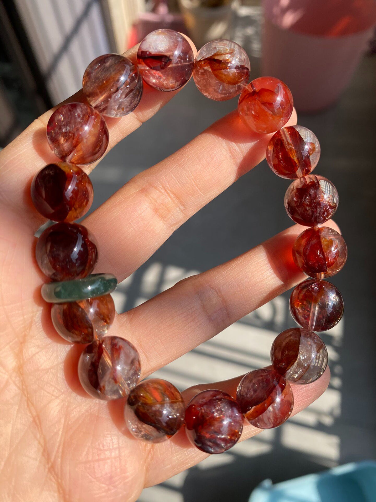 Oxblood Red Phantom Quartz Bracelet 13mm