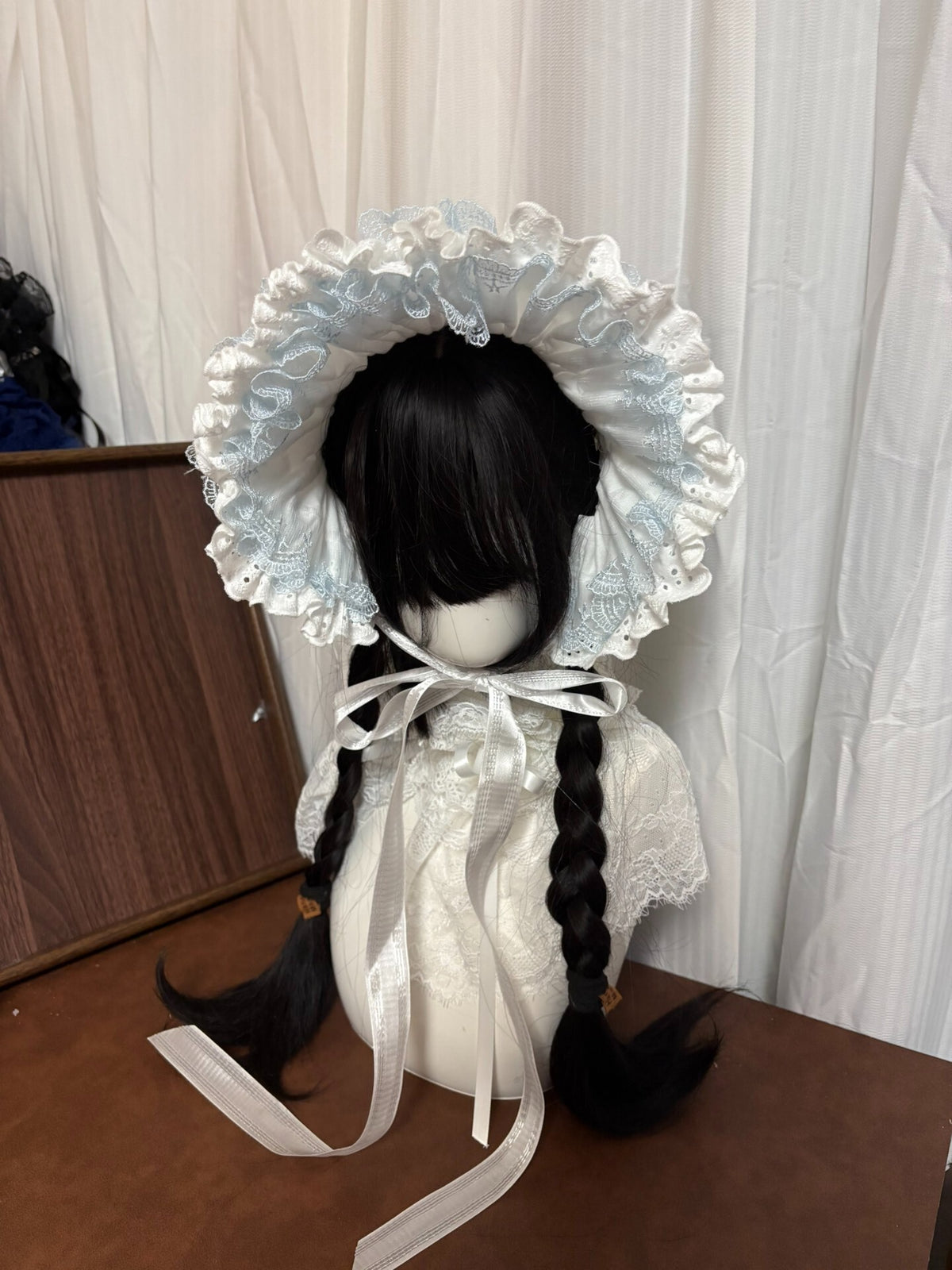 White Blue Lolita Bonnet Headband