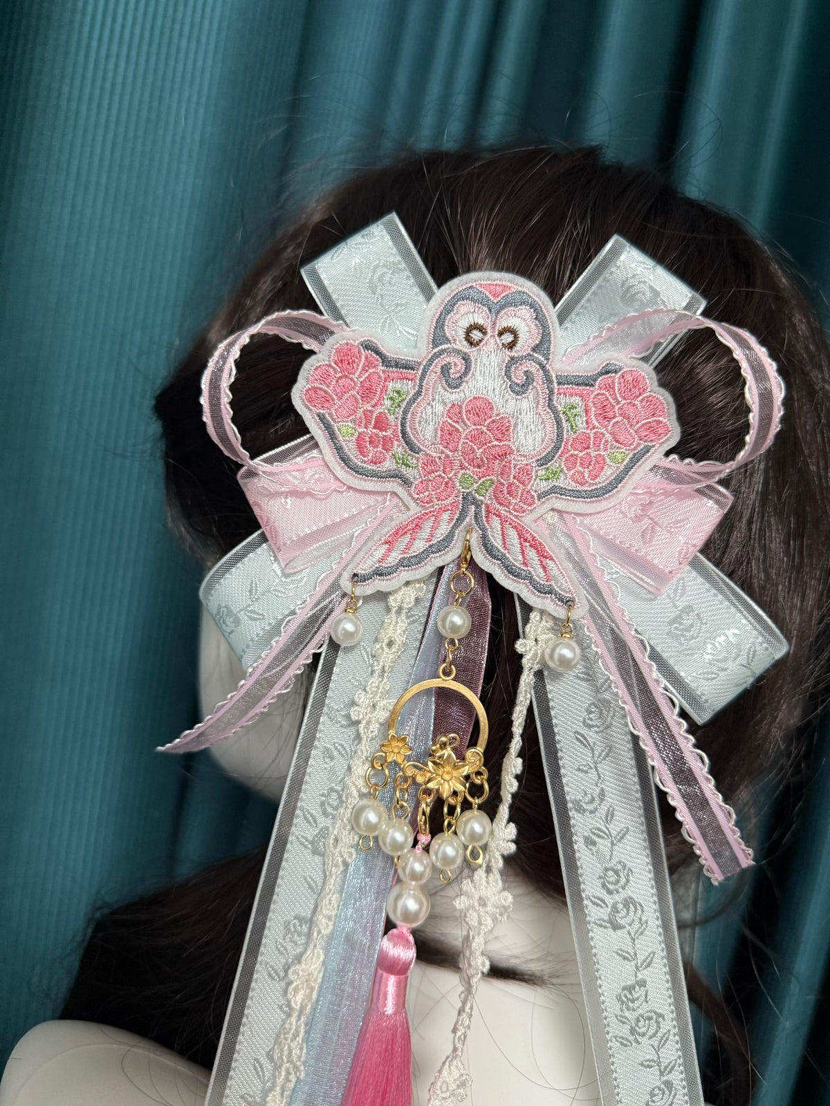 Lolita Embroidered Butterfly Hair Side Clips