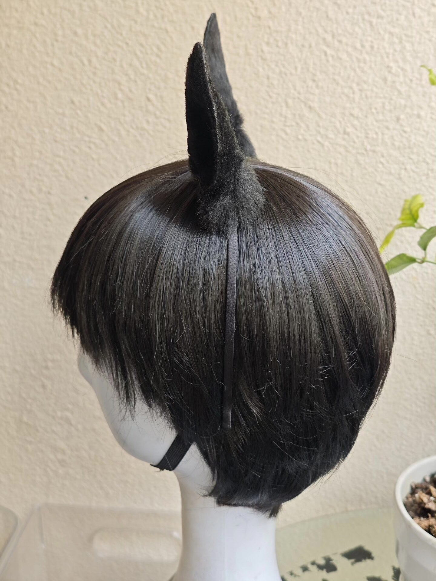 Black Plush Horse Ears Headband