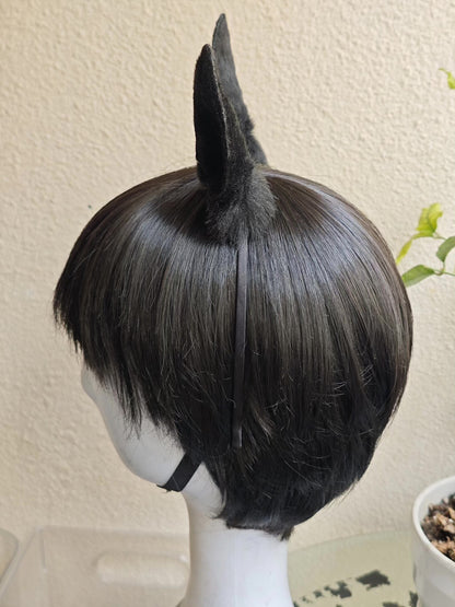 Black Plush Horse Ears Headband