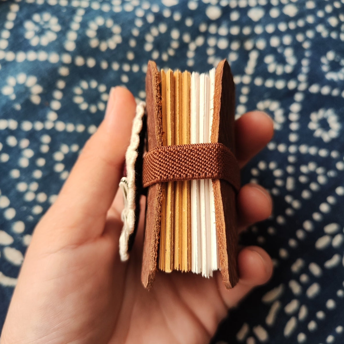 Vintage Leather Journal with Rose Applique