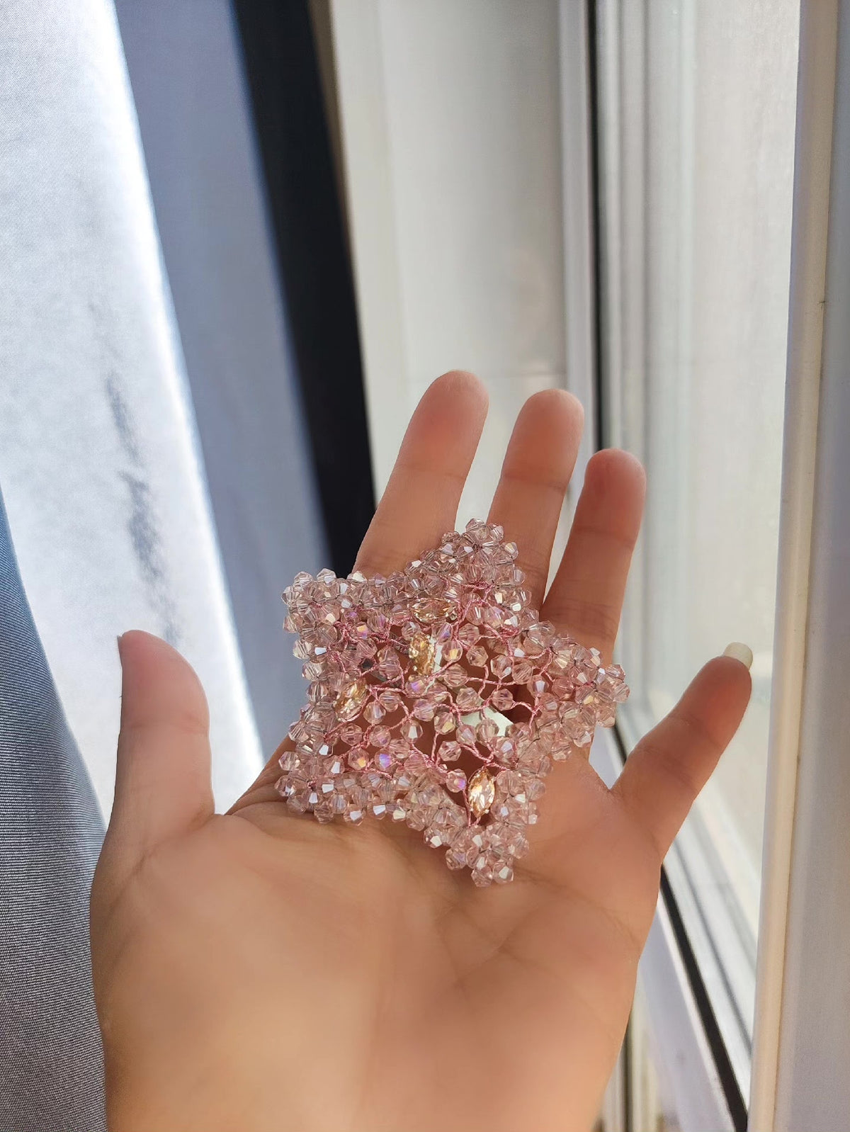 Iridescent Beaded Star Hair Clip