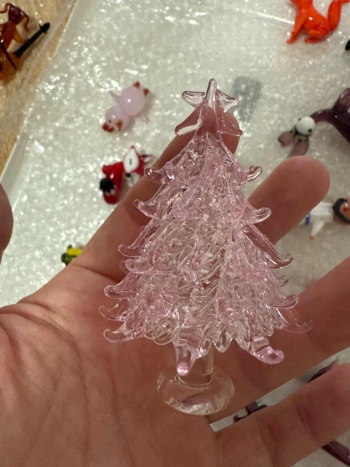Handmade Liuli Glass Christmas Tree Figurine