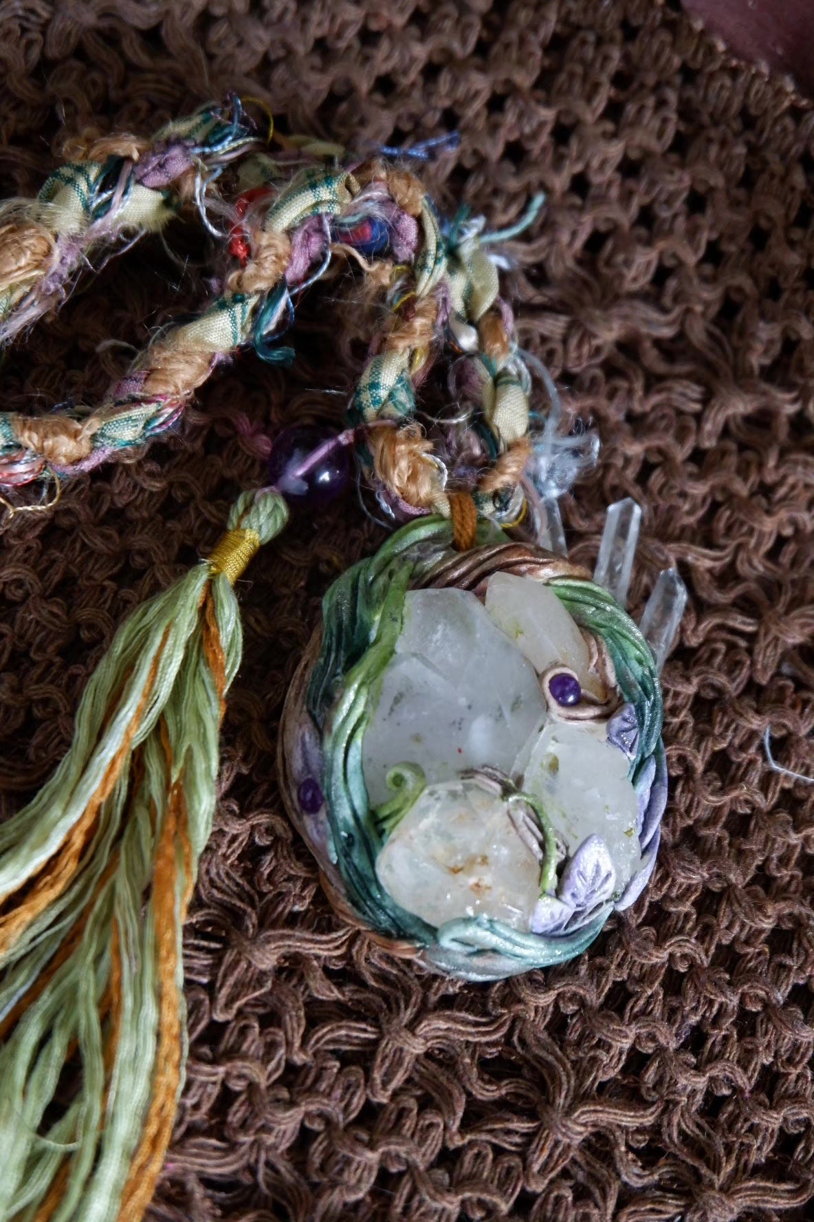 Handcrafted Crystal Clay Pendant Ethnic Decor