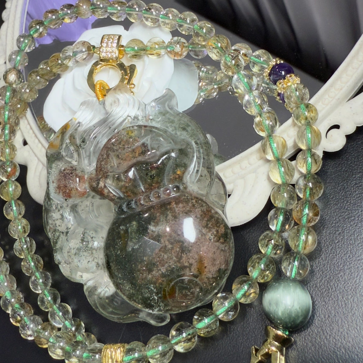 Handgehouwde Ghost Pendant Kralenketting