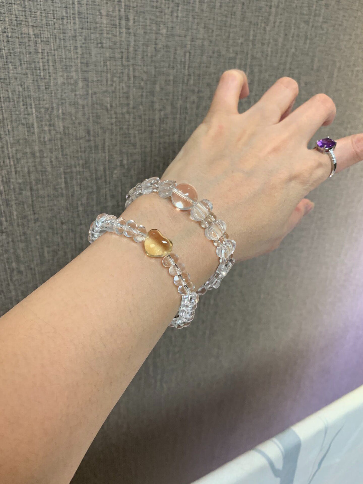 Natural White Quartz Crystal Beaded Bracelet